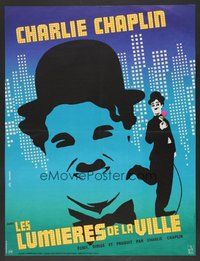 6t190 CITY LIGHTS French 23x32 R70s great artwork of Charlie Chaplin by Leo Kouper!