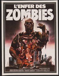 6t229 ZOMBIE French 15x21 '79 Lucio Fulci, zombie horde heading to New York City, Landi art!