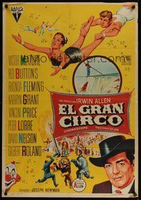 6t090 BIG CIRCUS Spanish '59 different Soligo art of trapeze artists, Victor Mature!