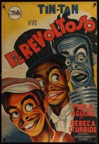 6t001 EL REVOLTOSO Spanish poster '51 three great art images of Tin-Tan by Beut!