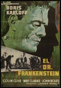 6t099 FRANKENSTEIN Spanish R65 great close up artwork of Boris Karloff as the monster!
