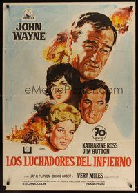 6t102 HELLFIGHTERS Spanish '69 John Wayne as fireman Red Adair, Katharine Ross, different Jano art