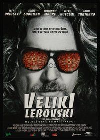 6t075 BIG LEBOWSKI Yugoslavian '98 Coen Bros, great image of Jeff Bridges in psychedelic shades!