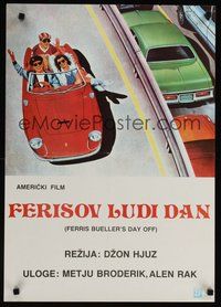 6t078 FERRIS BUELLER'S DAY OFF Yugoslavian '86 different art of Broderick & friends in Ferrari!