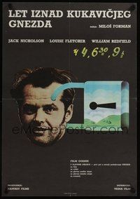 6t082 ONE FLEW OVER THE CUCKOO'S NEST Yugoslavian '75 symbolic art of Jack Nicholson's head lockedup