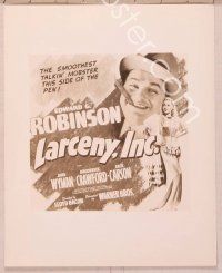 6v988 LARCENY INC. 2 8x10 stills '42 great artwork of Edward G. Robinson from posters, Jane Wyman!