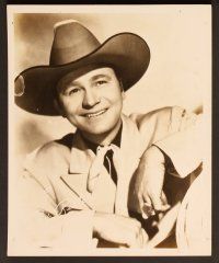 6v969 TEX RITTER 3 8x10 stills '40 close up of the cowboy star riding his horse & playing guitar!