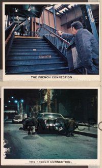 6v276 FRENCH CONNECTION 4 color English FOH LCs '71 Gene Hackman in movie chase climax!