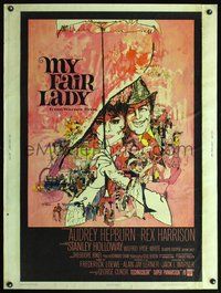 6w123 MY FAIR LADY 30x40 '64 classic art of Audrey Hepburn & Rex Harrison by Bob Peak!