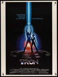 6w137 TRON 30x40 '82 Walt Disney sci-fi, Jeff Bridges in a computer, cool special effects!