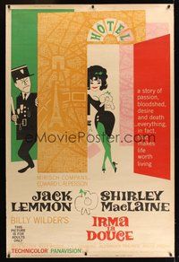 6w177 IRMA LA DOUCE style Z 40x60 '63 Billy Wilder, great art of Shirley MacLaine & Jack Lemmon!