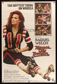 6w180 KANSAS CITY BOMBER 40x60 '72 sexy roller derby girl Raquel Welch, hottest thing on wheels!