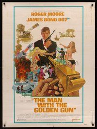6w122 MAN WITH THE GOLDEN GUN 30x40 '74 art of Roger Moore as James Bond by Robert McGinnis!