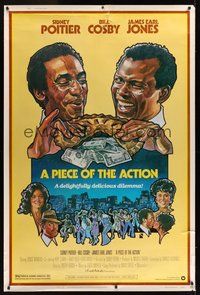 6w191 PIECE OF THE ACTION 40x60 '77 great Drew Struzan art of Sidney Poitier & Bill Cosby!