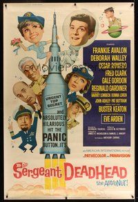 6w197 SERGEANT DEADHEAD 40x60 '65 Frankie Avalon, Deborah Walley, Buster Keaton & cast on rocket!