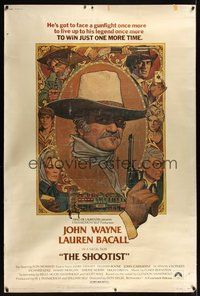 6w199 SHOOTIST 40x60 '76 best Richard Amsel artwork of cowboy John Wayne & cast!