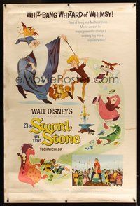 6w203 SWORD IN THE STONE 40x60 '64 Disney's cartoon story of young King Arthur & Merlin the Wizard