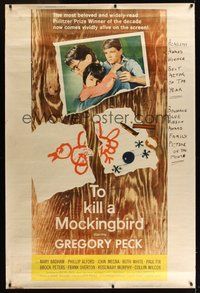 6w206 TO KILL A MOCKINGBIRD style Y 40x60 '62 Gregory Peck, from Harper Lee's classic novel!