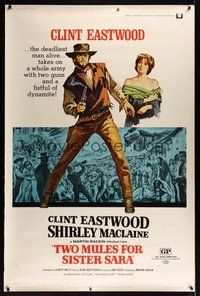 6w210 TWO MULES FOR SISTER SARA 40x60 '70 art of gunslinger Clint Eastwood & Shirley MacLaine!