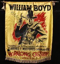 6w002 HOPALONG CASSIDY silk cloth banner '30s great art of William Boyd as Hoppy!