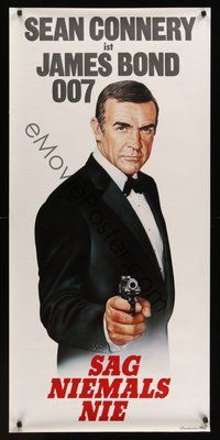 6w063 NEVER SAY NEVER AGAIN German door panel 22x47 '83 art of Sean Connery as Bond 007