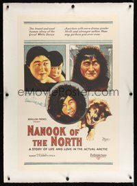 6w040 NANOOK OF THE NORTH commercial 1sh '90s Arctic adventure, great artwork!