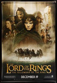 6w089 LORD OF THE RINGS: THE FELLOWSHIP OF THE RING advance vinyl banner '01 J.R.R. Tolkien, Frodo!