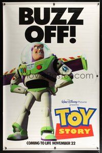 6w095 TOY STORY two-sided vinyl banner '95 Disney & Pixar cartoon, great image of Buzz & Slinky dog