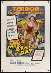 6x006 27th DAY linen 1sh '57 terror from space, five people given the power to destroy nations!