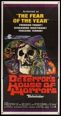 6x055 DR. TERROR'S HOUSE OF HORRORS 3sh '65 Christopher Lee, cool horror montage art!