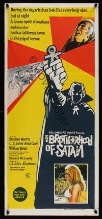 6x694 BROTHERHOOD OF SATAN Aust daybill '71 demon-spirit of madness & murder holds town in terror!