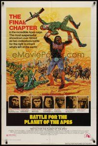 6x141 BATTLE FOR THE PLANET OF THE APES 1sh '73 great sci-fi artwork of war between apes & humans!