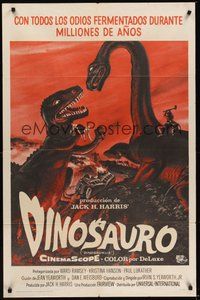 6x179 DINOSAURUS Spanish/U.S. 1sh '60 great art of battling prehistoric T-rex & brontosaurus monsters!