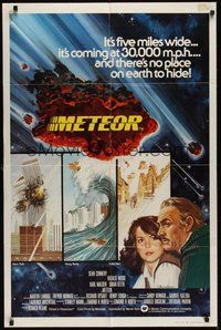 6x241 METEOR English 1sh '79 Sean Connery, Natalie Wood, different art with WTC by Tanenbaum!