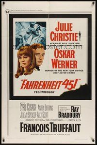 6x193 FAHRENHEIT 451 1sh '67 Francois Truffaut, Julie Christie, Oskar Werner, Ray Bradbury!