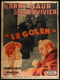 6x091 GOLEM orange French 1p '36 directed by Julien Duvivier, incredible different art by Yber!