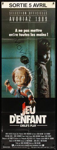 6x096 CHILD'S PLAY French door-panel '89 different image of Alex Vincent hiding from Chucky!
