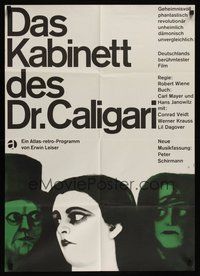 6x633 CABINET OF DR CALIGARI German R60s Werner Krauss, Conrad Veidt, cool artwork by Blase!