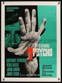 6x029 PSYCHO linen German R72 different art of Anthony Perkins by Peltzer, Alfred Hitchcock