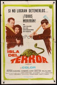6x223 ISLAND OF TERROR Spanish/U.S. 1sh '66 Peter Cushing, Edward Judd & Carole Gray in peril!