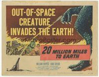 6x312 20 MILLION MILES TO EARTH TC '57 out-of-space creature invades the Earth, cool monster art!