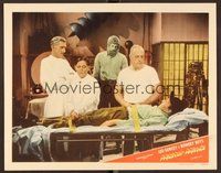 6x445 MASTER MINDS LC #7 '49 monster Glenn Strange & men stare at Huntz Hall strapped to lab table