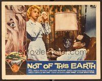 6x461 NOT OF THIS EARTH LC '57 close up of nurse Beverly Garland injecting alien Paul Birch!