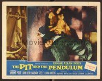 6x462 PIT & THE PENDULUM LC #4 '61 pretty Barbara Steele with fallen Vincent Price on stairs!