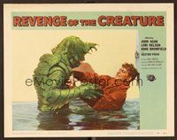 6x465 REVENGE OF THE CREATURE LC #7 '55 close up of John Bromfield in water with the monster!
