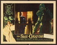 6x469 SHE-CREATURE LC #5 '56 c/u of the monster from Hell staring at Chester Morris through window!