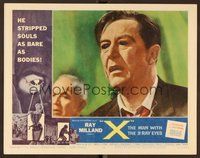 6x485 X: THE MAN WITH THE X-RAY EYES LC #6 '63 best close up of blind Ray Milland with black eyes!