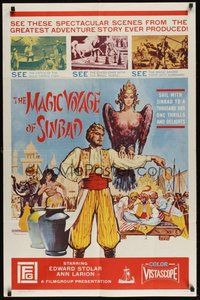 6x236 MAGIC VOYAGE OF SINBAD 1sh '62 Russian fantasy written by Francis Ford Coppola!