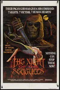 6x251 NIGHT OF THE SEAGULLS 1sh '77 cool artwork of zombie with huge knife & sexy babe!