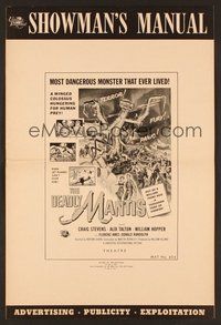 6x076 DEADLY MANTIS pressbook '57 Universal horror, classic art of giant rampaging insect!